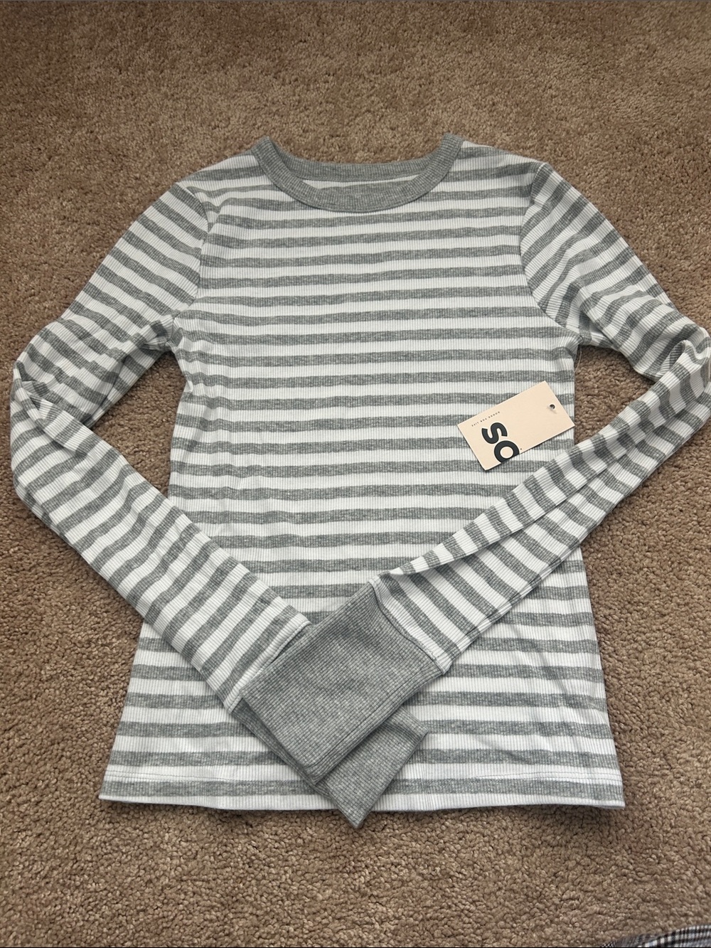 Kohl’s Striped Long Sleeve - Gray + White